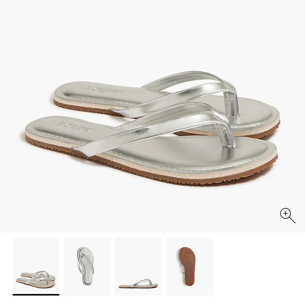BNIB J.Crew Factory kids metallic leather flip flops
